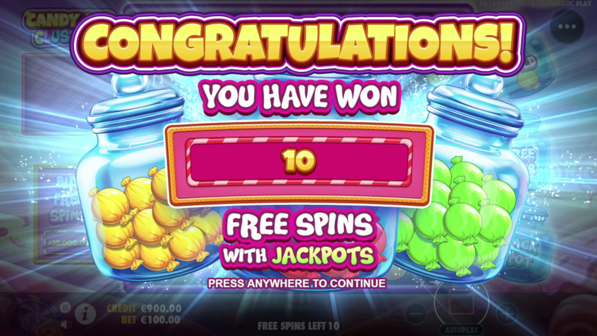 Candy Jar Clusters Free Spins With Jackpot Win